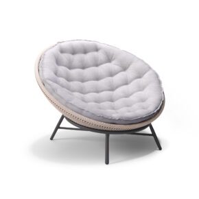 SIT Mobilia "Maia" Loungesessel, Gestell Stahl anthrazit, Sitz Rope sibirian grey, Polster light grey