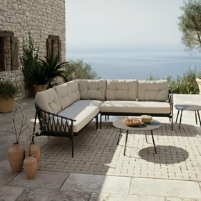 CASA DOMA "Lucca/Rapello" Loungeset 5-teilig, Aluminium und Rope anthrazit, Bezüge beige (Bild KI-generiert)