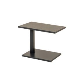Lesli Living "Geneva" Beistelltisch 60x40 cm, Aluminium matt anthrazit, Tischplatte Sinterstein