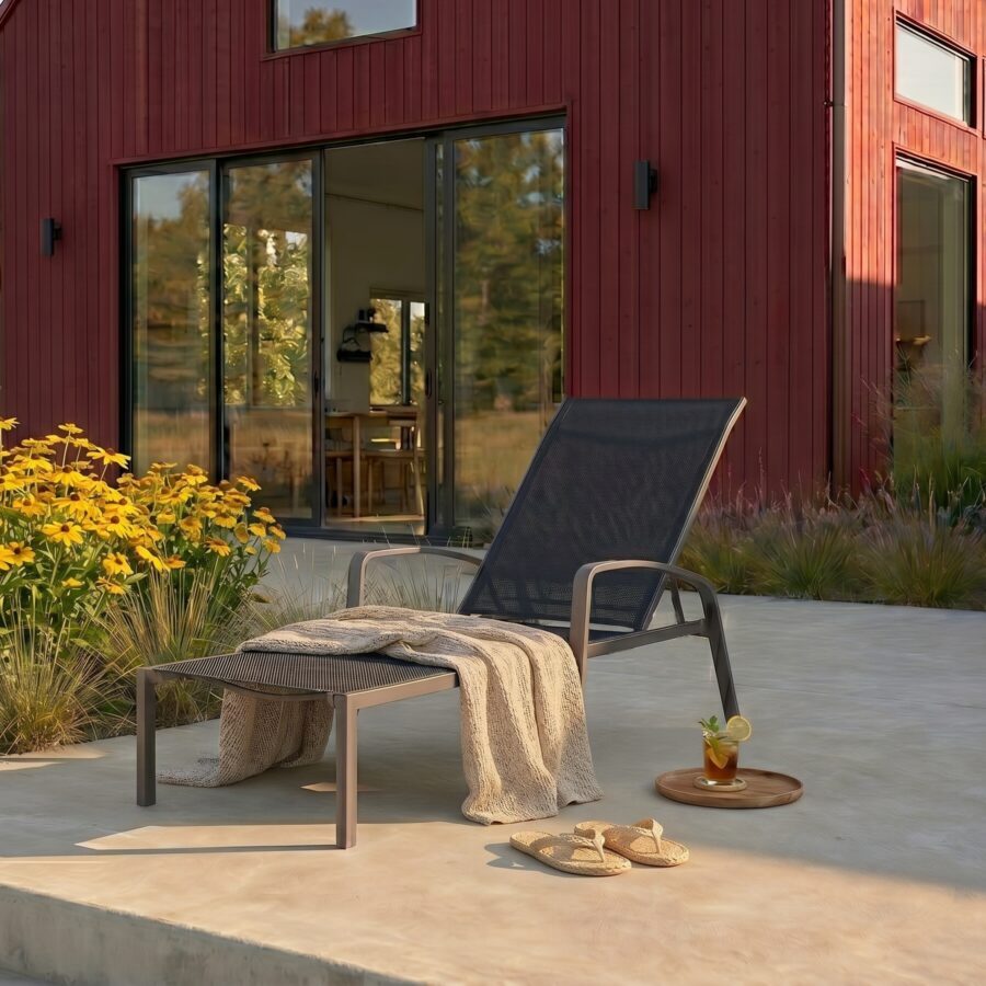 Liadomo "Atessa" Deckchair, Aluminium und Textilgewebe anthrazit (Bild KI-generiert)