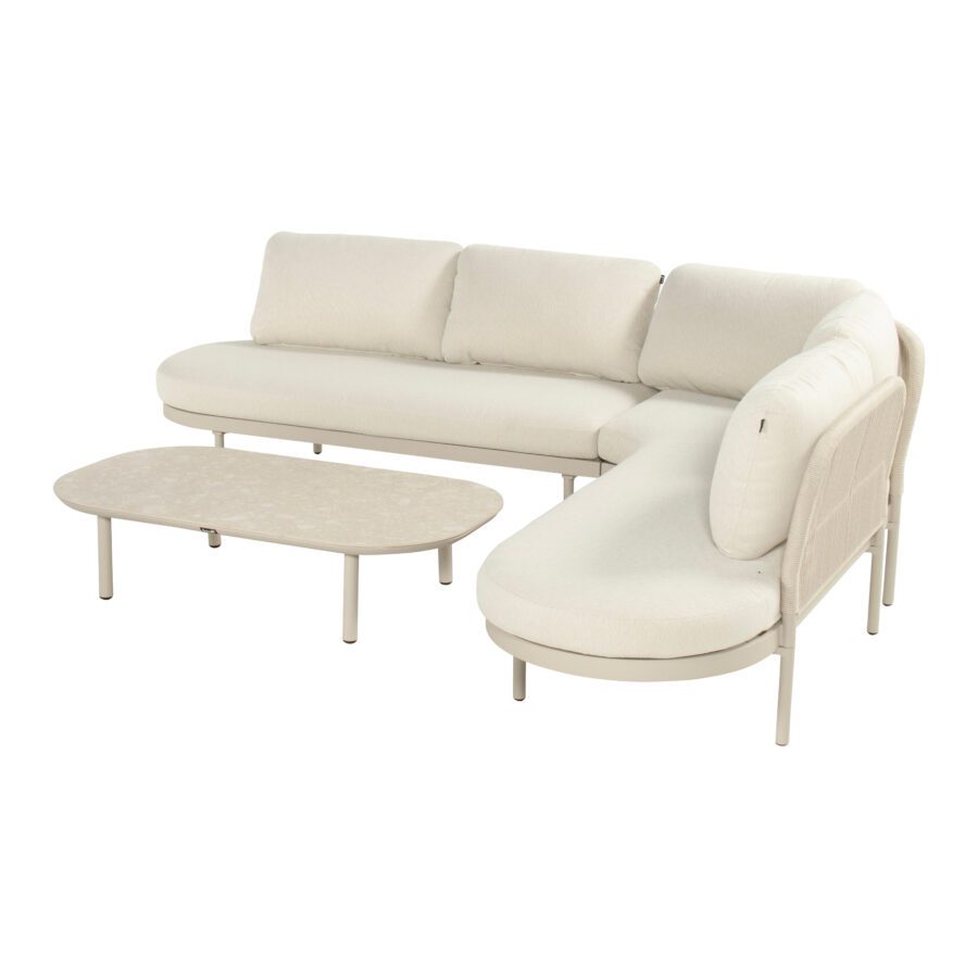 Hartman "Bilboa" Loungeset, Gestelle Aluminium sand, Rope-Bespannung sand, Kissen Weatherready® beige, Tischplatte Keramik beige