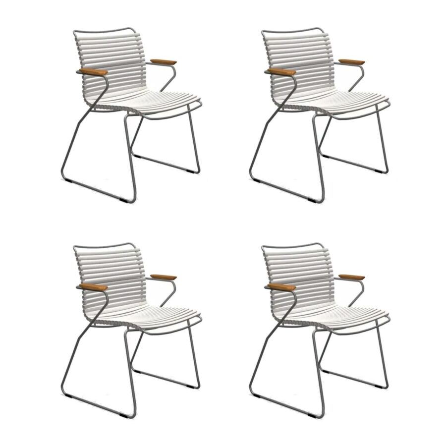 Houe "Click" Gartenstuhl mit Armlehnen, Kunststoff-Lamellen muted white