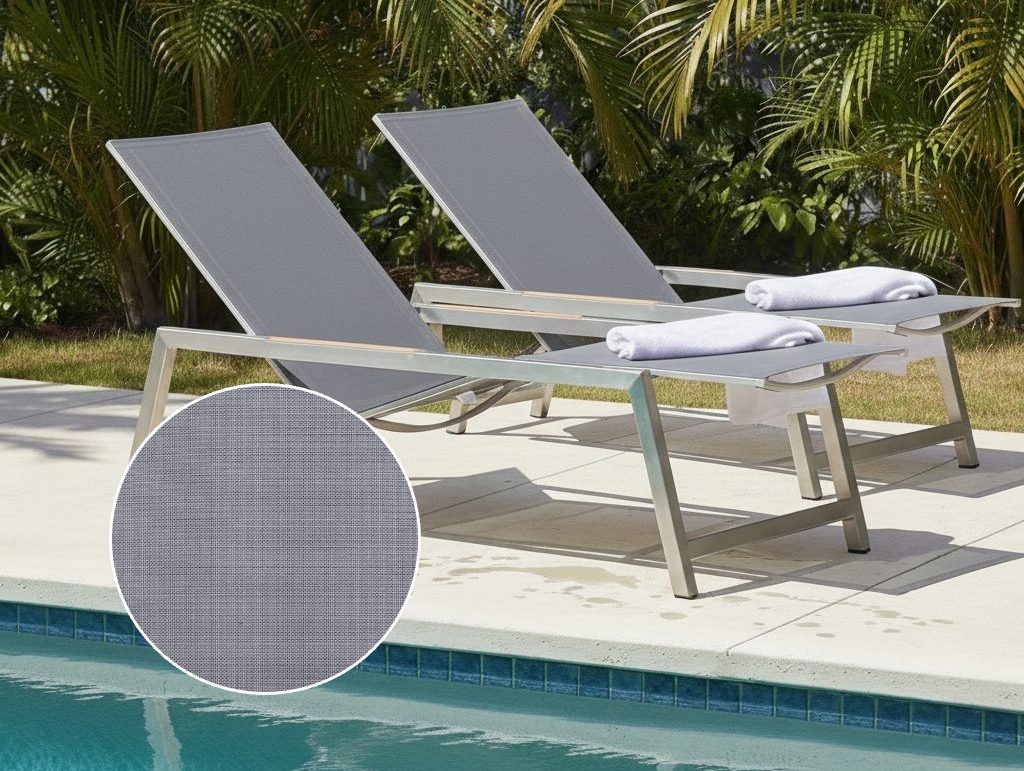Zwei CASA DOMA Sonnenliegen Mineo auf einer Terrasse mit Pool (Bild KI-generiert)
